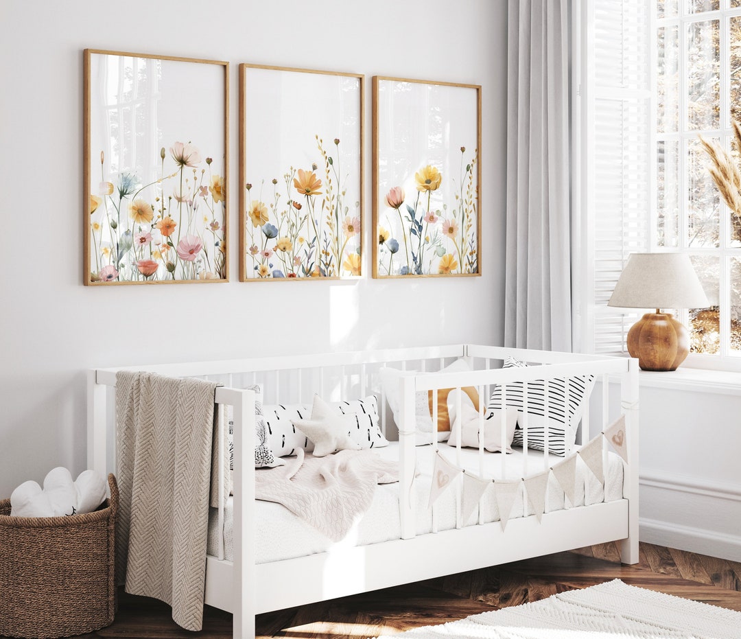 Boho Nursery Wall Art, Wildflower Nursery Decor, Botanical Print ...