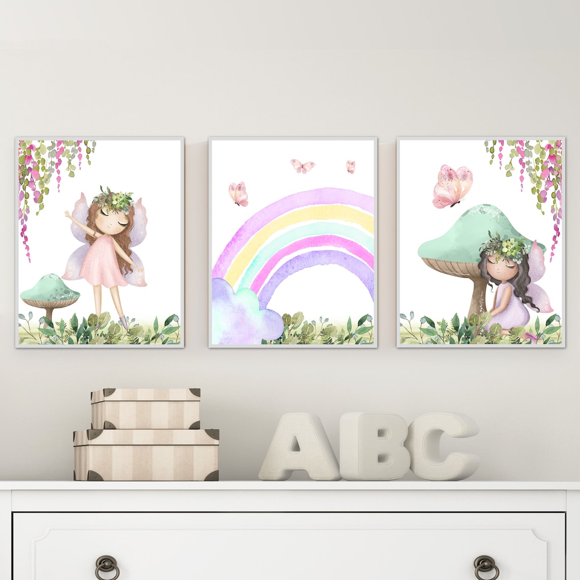 Fairy Nursery Decor Fairy Art Print Set Enchanted Wall Art | Etsy