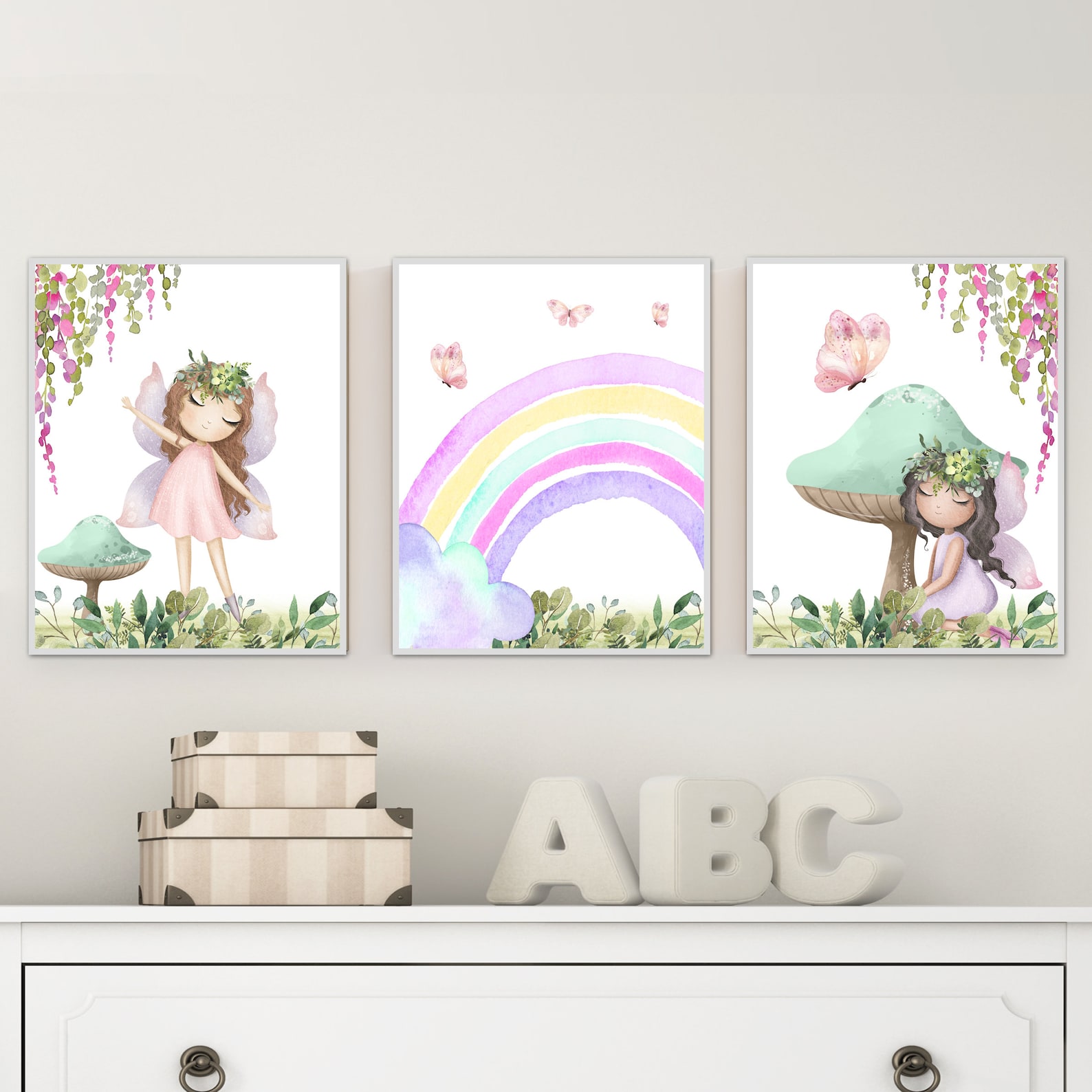 Fairy Nursery Decor - Fairy Art Print Set - Enchanted Wall Art - Girls ...