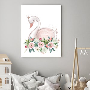 Swan Print - Swan Nursery Art - Girls Room Decor - Blush Pink Wall Art ...
