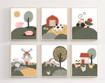 Farm animals decor - Printable farm animals - Farm nursery decor - Farm nursery print - Baby farm animal prints - Farm animal prints