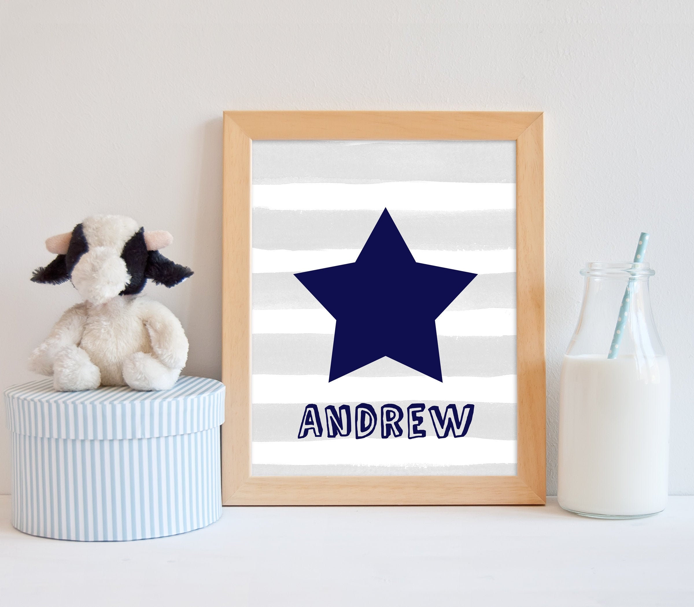 Personalised baby name wall art for a star customized baby Etsy