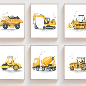 Watercolour Construction Trucks Prints - Construction Nursery Decor - Boy Room Wall Art - Boys room Decor Truck wall art - DIGITAL DOWNLOAD
