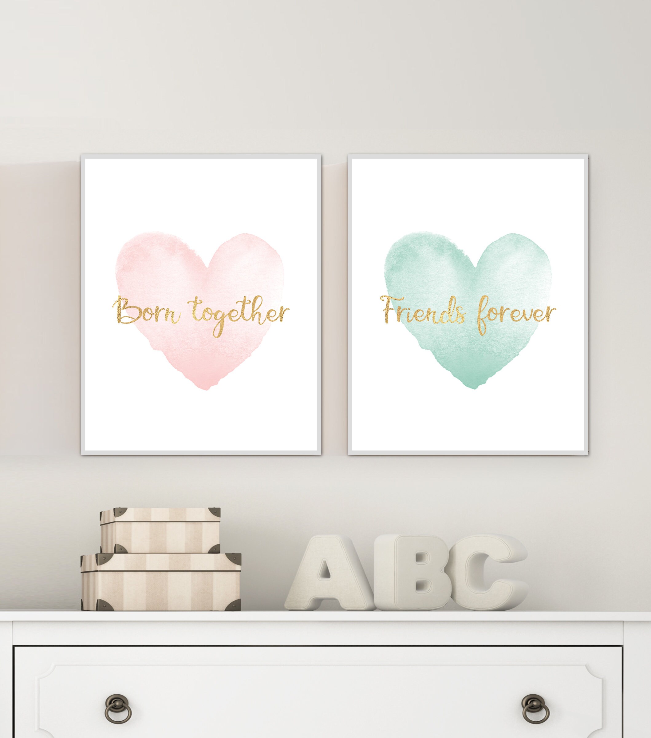 Twins Nursery Wall Art - Twins Print - Twins Baby Printable - Twin Baby ...