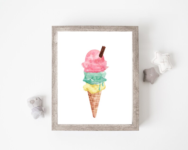 Ice Cream Print Ice Cream Wall Art Ice Cream Poster Ice Etsy