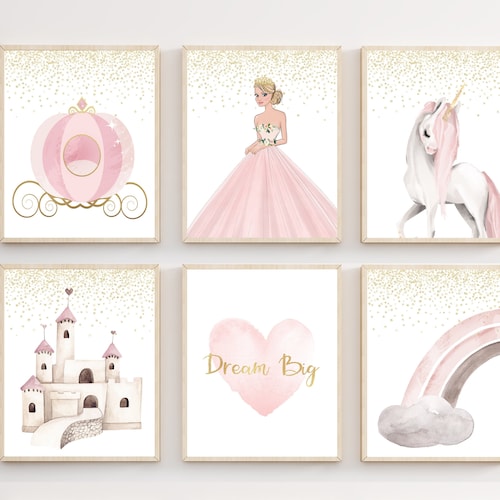 Princess Prints Princess Wall Art Pink Girls Room Decor Etsy
