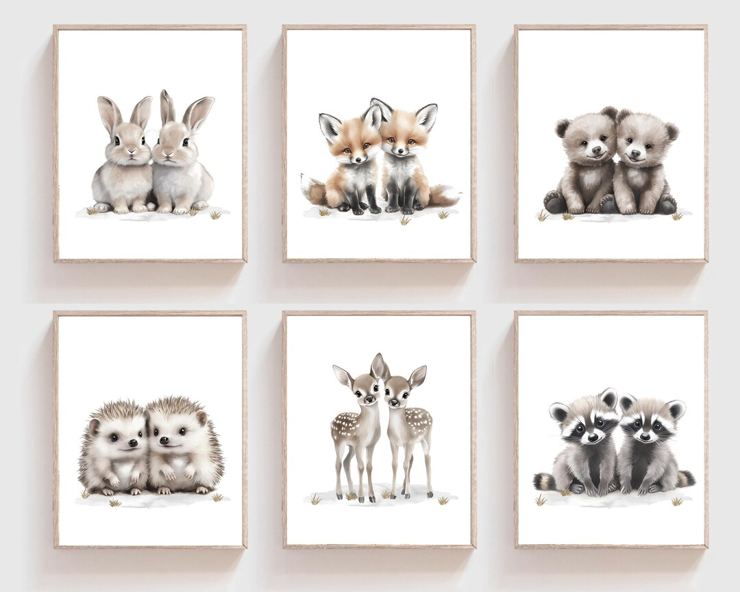 Twin Nursery Wall Art - Twin Nursery Decor - Woodland Animal Decor ...