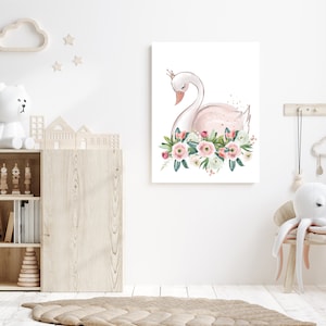 Swan Print - Swan Nursery Art - Girls Room Decor - Blush Pink Wall Art ...