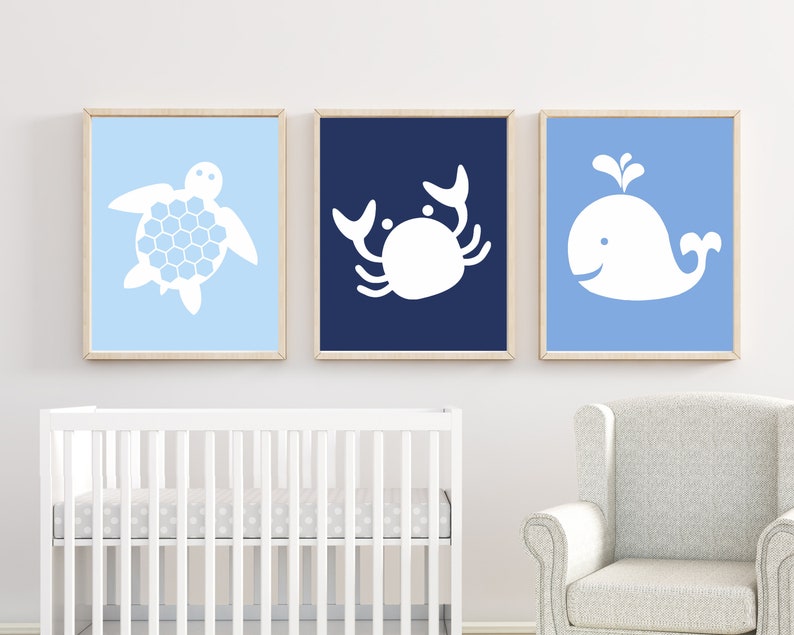 Nautical Nursery Art Print Baby Boy Nursery Art Suits Blue Etsy