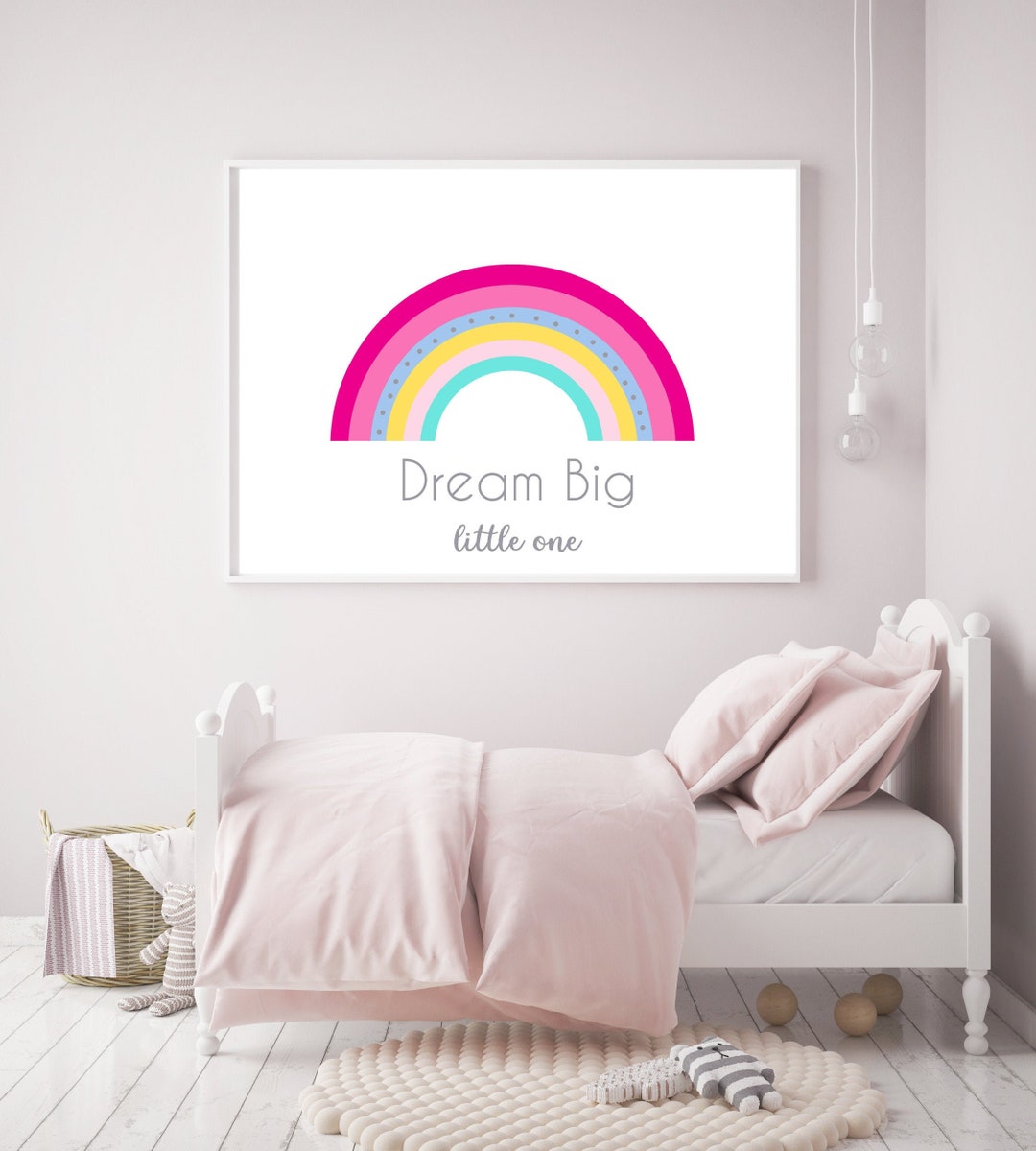 Rainbow Wall Art, Rainbow Printable Wall Art, Rainbow Print, Pink Girls ...