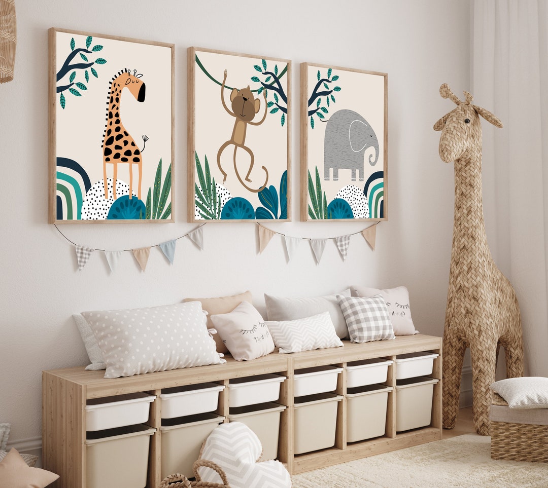 Nursery Decor - Nursery Wall Art - Baby Boy Nursery Decor - Safari ...
