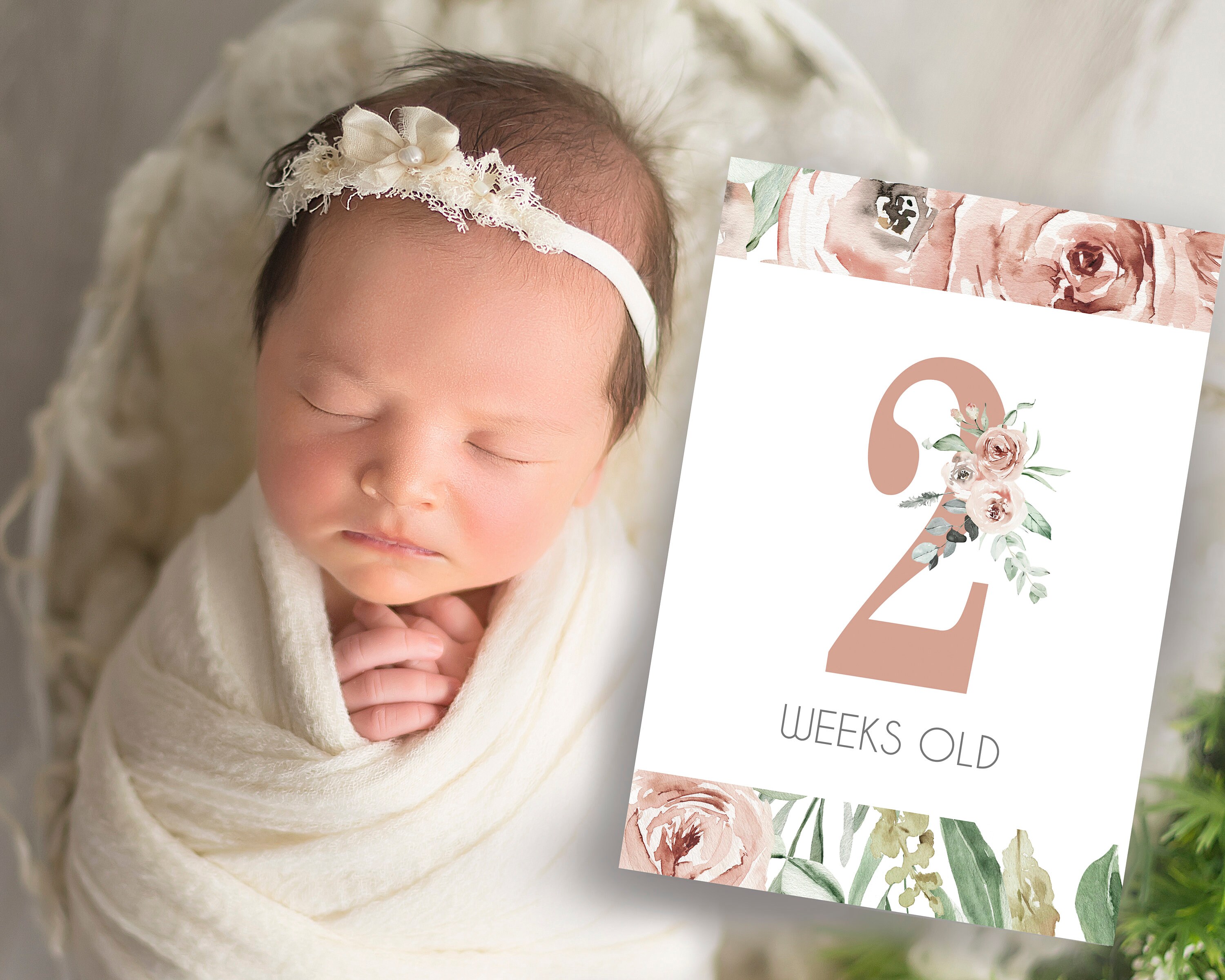 Baby Girl Milestone Cards - Floral Milestone Cards - Printable ...