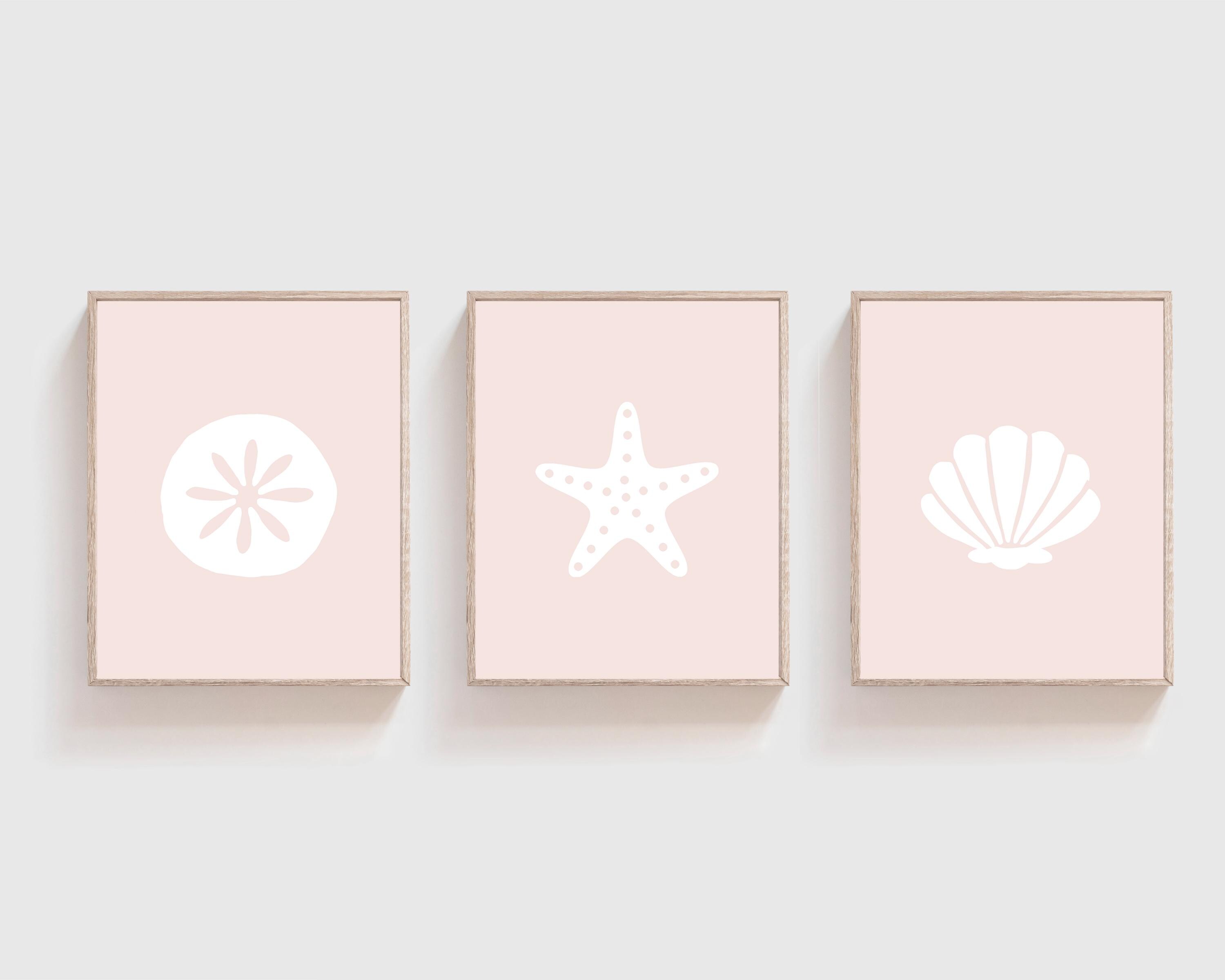 6-teilige Küsten-Leinwand Set – Aquarell Strandbilder In Rosa, 20x25 Cm & 30x40 Cm | Wanddekoration Für Wohnzimmer, Schlafzimmer