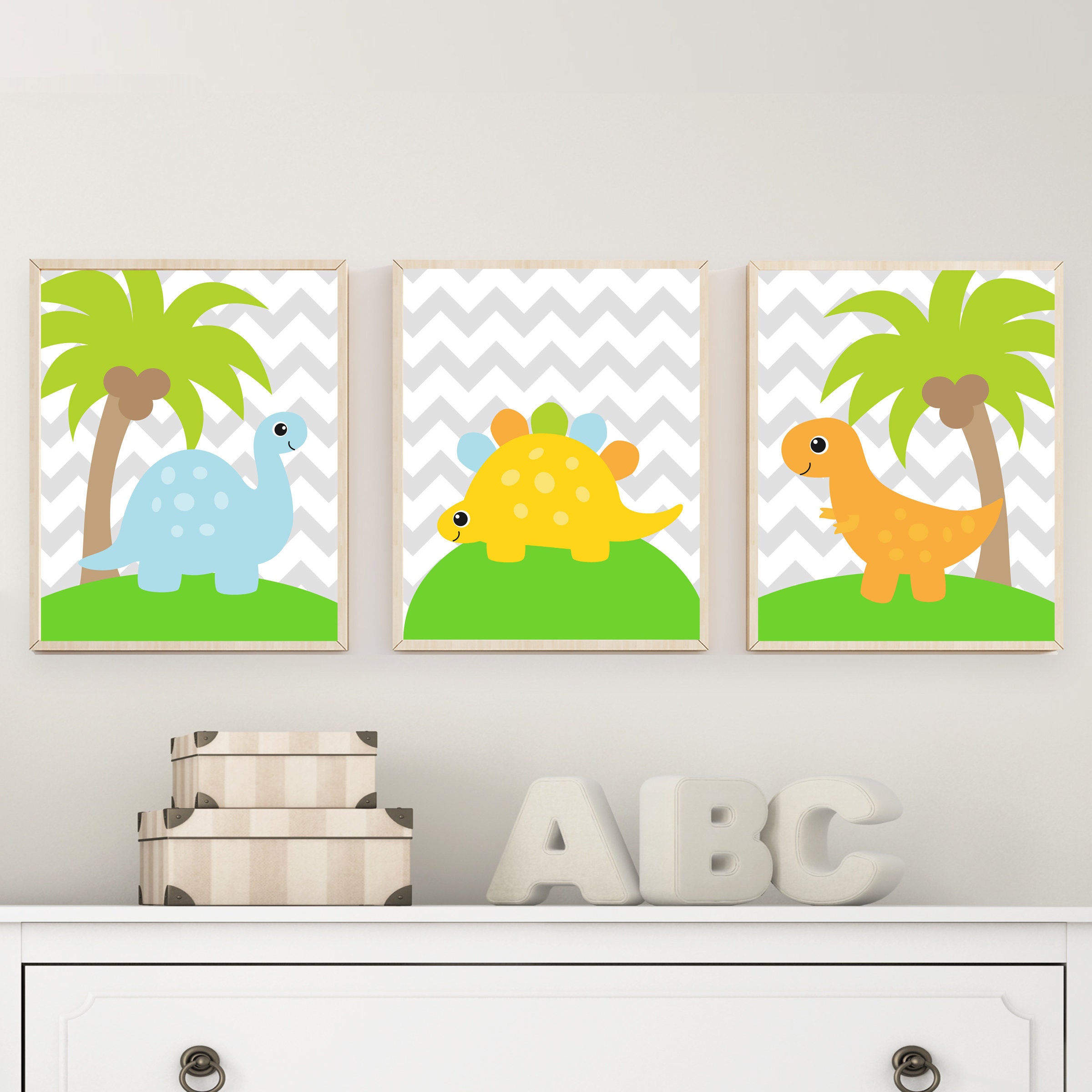 Dinosaur Nursery Wall Art Prints Nursery Prints Baby Boy Etsy