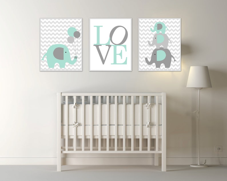Baby Elephant Nursery Wall Art. Baby Boy Nursery Art. Suits | Etsy