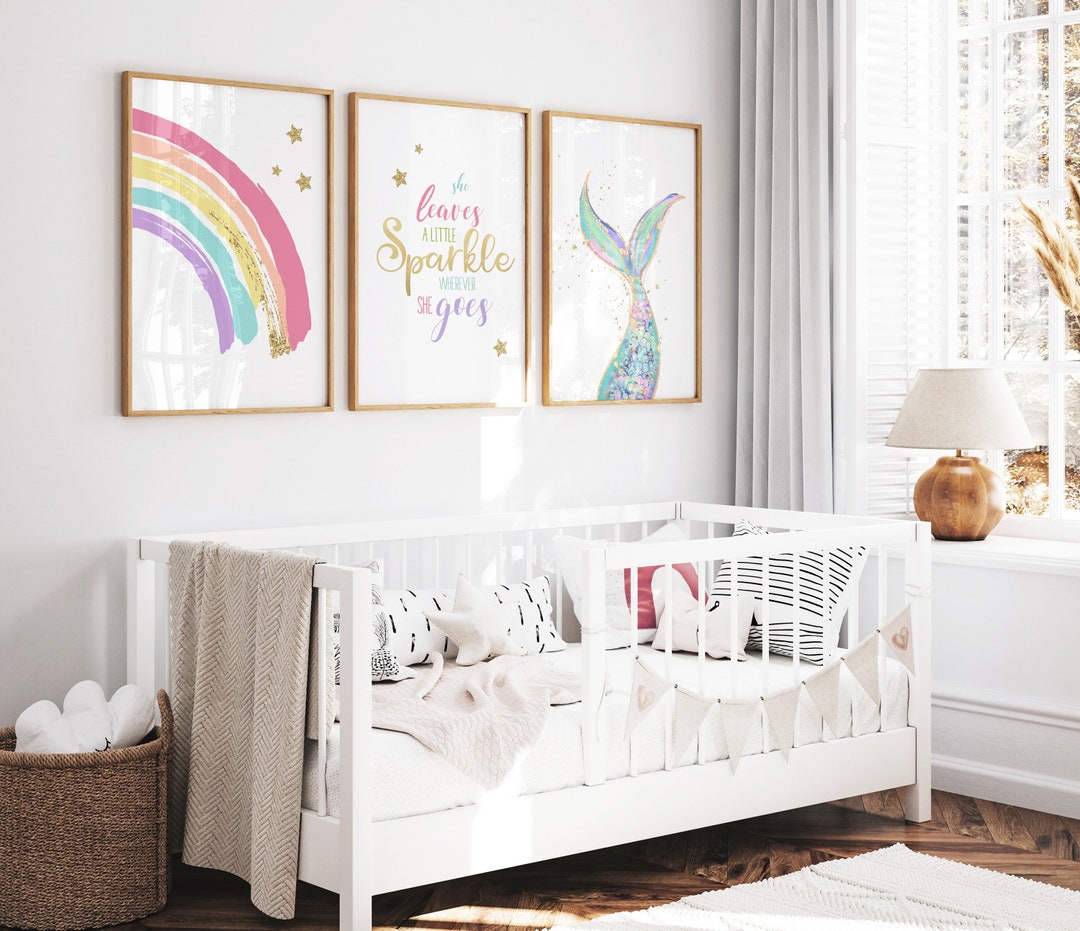 Boho Rainbow Set of 3 Nursery Prints, Girl Nursery Wall Art, Nursery ...