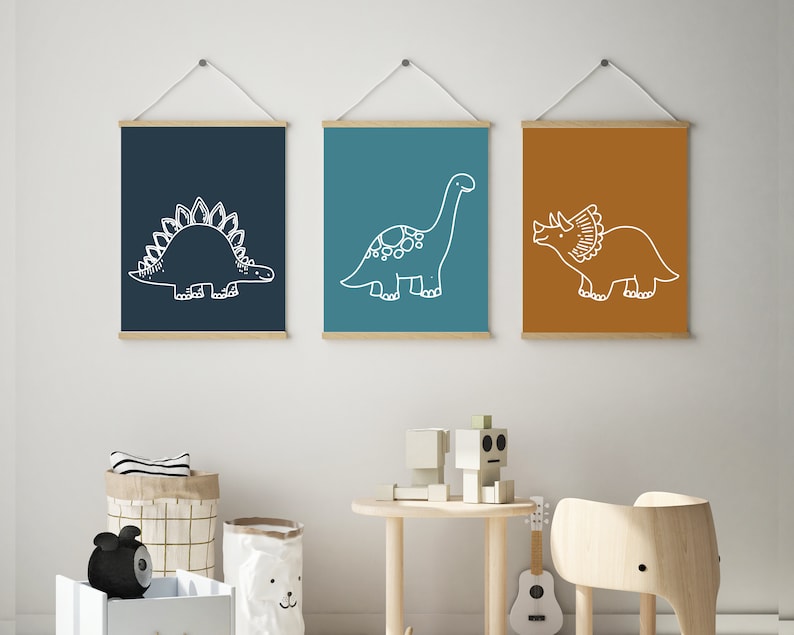 Dinosaur poster - Boys wall art - Dinosaur wall art - Boys room decor - Prints for boys room - Dinosaur print set - Toddler boy wall art image 8