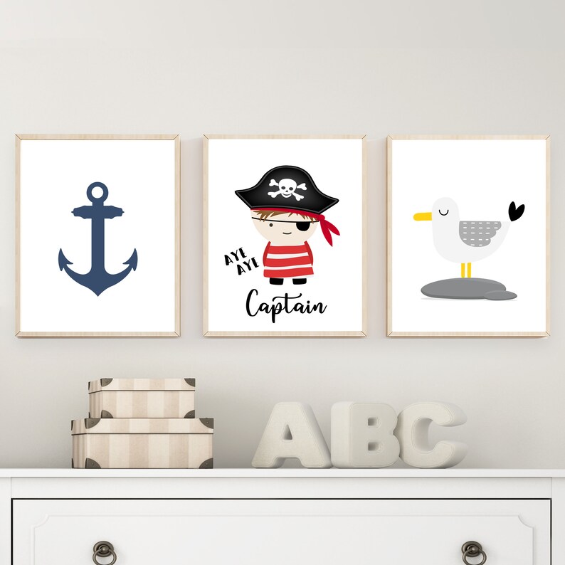 Pirate Nursery Print Set Pirate Wall Art Toddler Bedroom Etsy