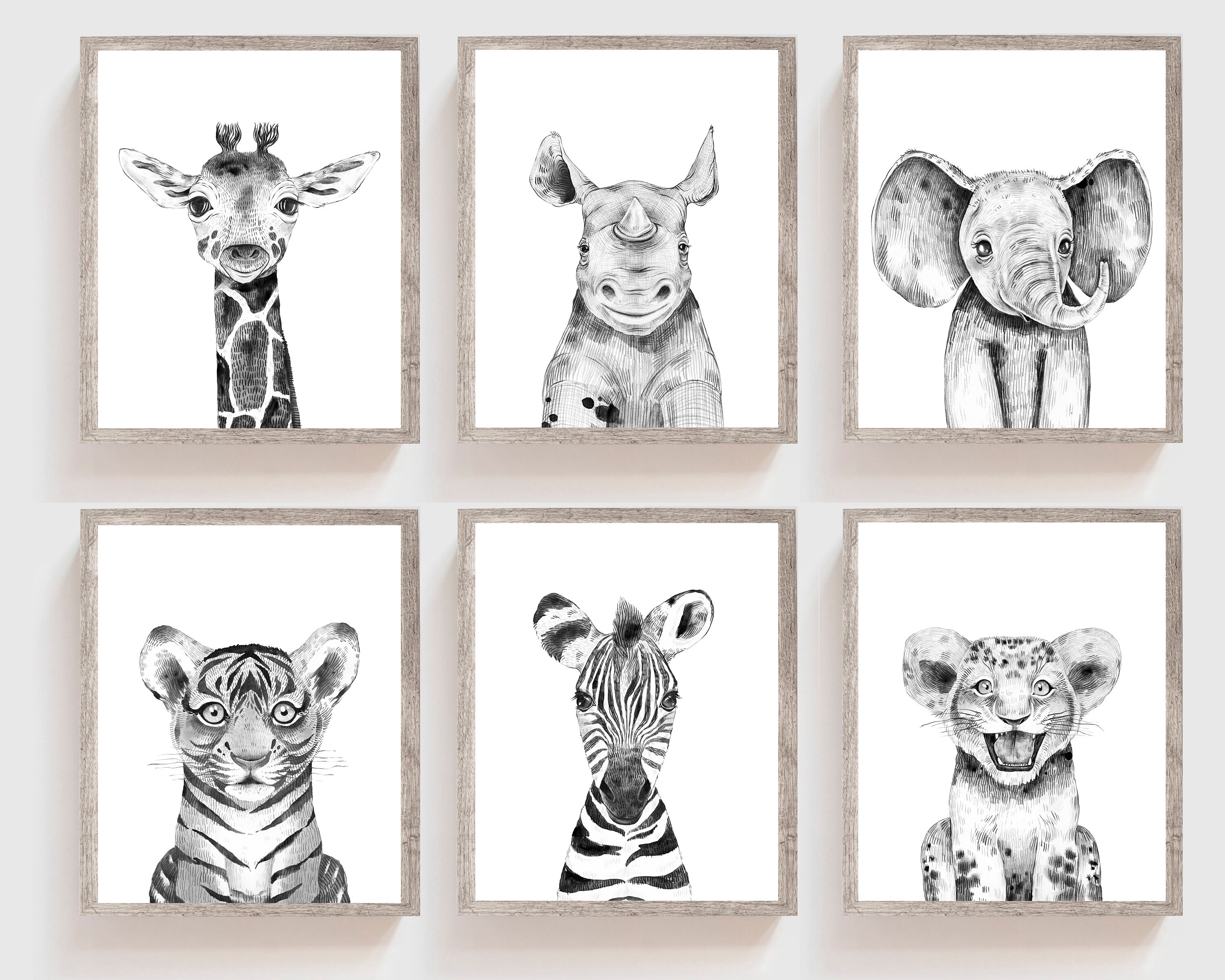 EPHANY Quadri Animali Bebè – Set 6 Stampe Su Tela Per Cameretta, Poster Con Gufi E Coniglietti, Decorazione Parete Bimba, Idea Regalo Originale