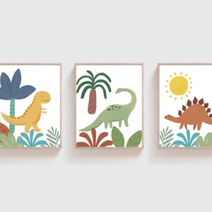 Set of 3 Dinosaur Prints - Dinosaur Boys Room Decor - Toddler Boys Room ...