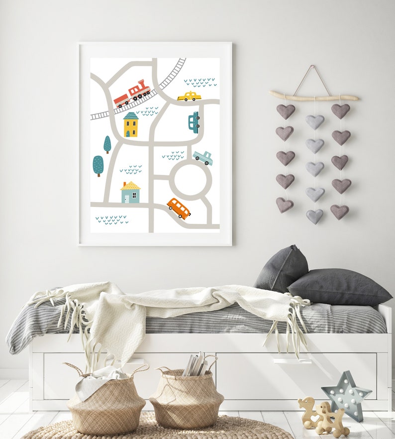 Cars print Boys nursery decor Cars and truck print Etsy
