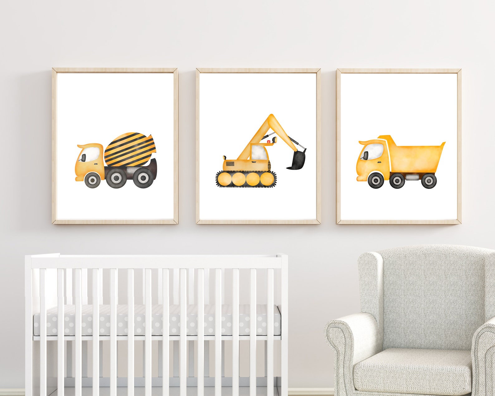 Truck Wall Art Print Set Construction Truck Wall Art Boys Etsy