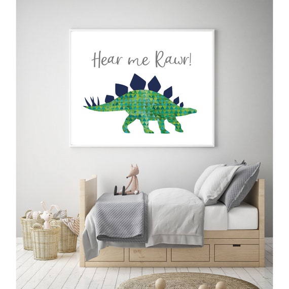 Dinosaur Printable Art Green Dinosaur Printable Dinosaur Etsy