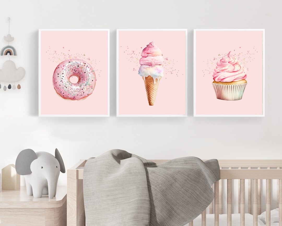 Pink Nursery Decor - Girls Room Art - Ice Cream Print - Donut Print ...