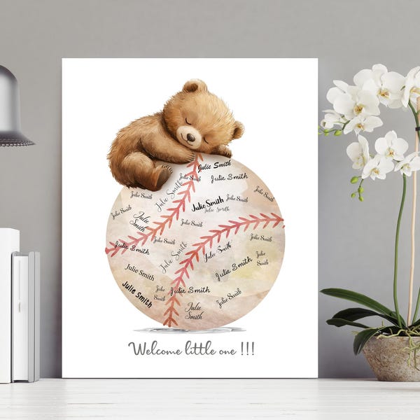 Teddy bear baby shower - Baseball baby shower - Baseball baby sign - Baby shower boy - printable baby shower guest book - GB-169