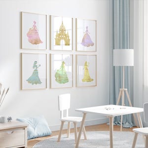 Princess nursery decor - Pastel nursery decor - Princess wall art - Princess bedroom decor -princess playroom decor - princess gift image 6