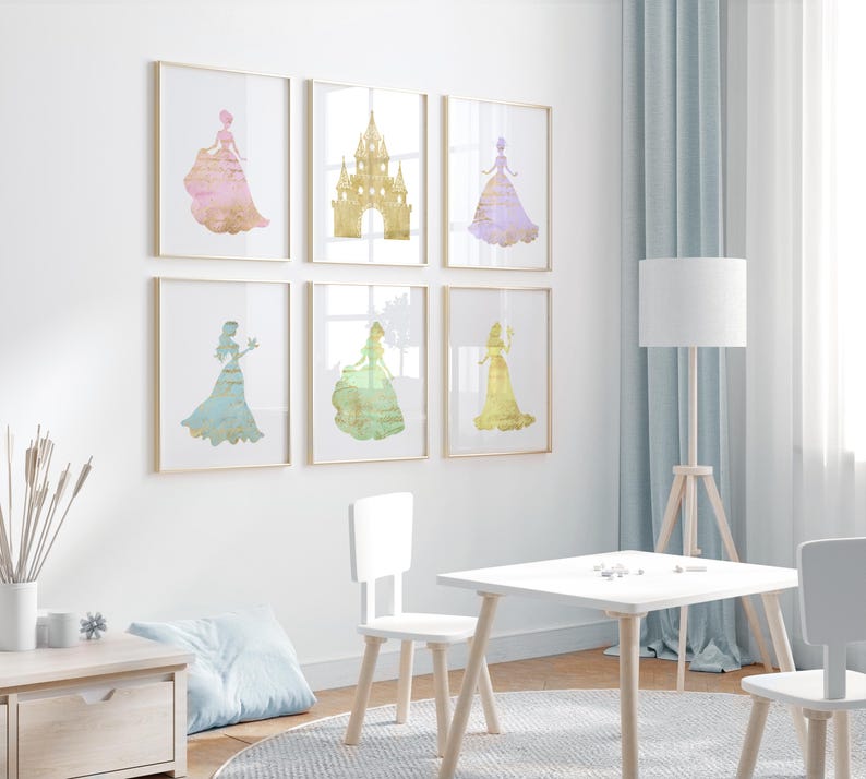 Princess nursery decor - Pastel nursery decor - Princess wall art - Princess bedroom decor -princess playroom decor - princess gift image 6
