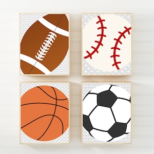 Sport prints - Sport art - Sports wall art - Boys room decor - Teen boys wall art - Sports balls picture - Basketball Soccer Baseball -H616