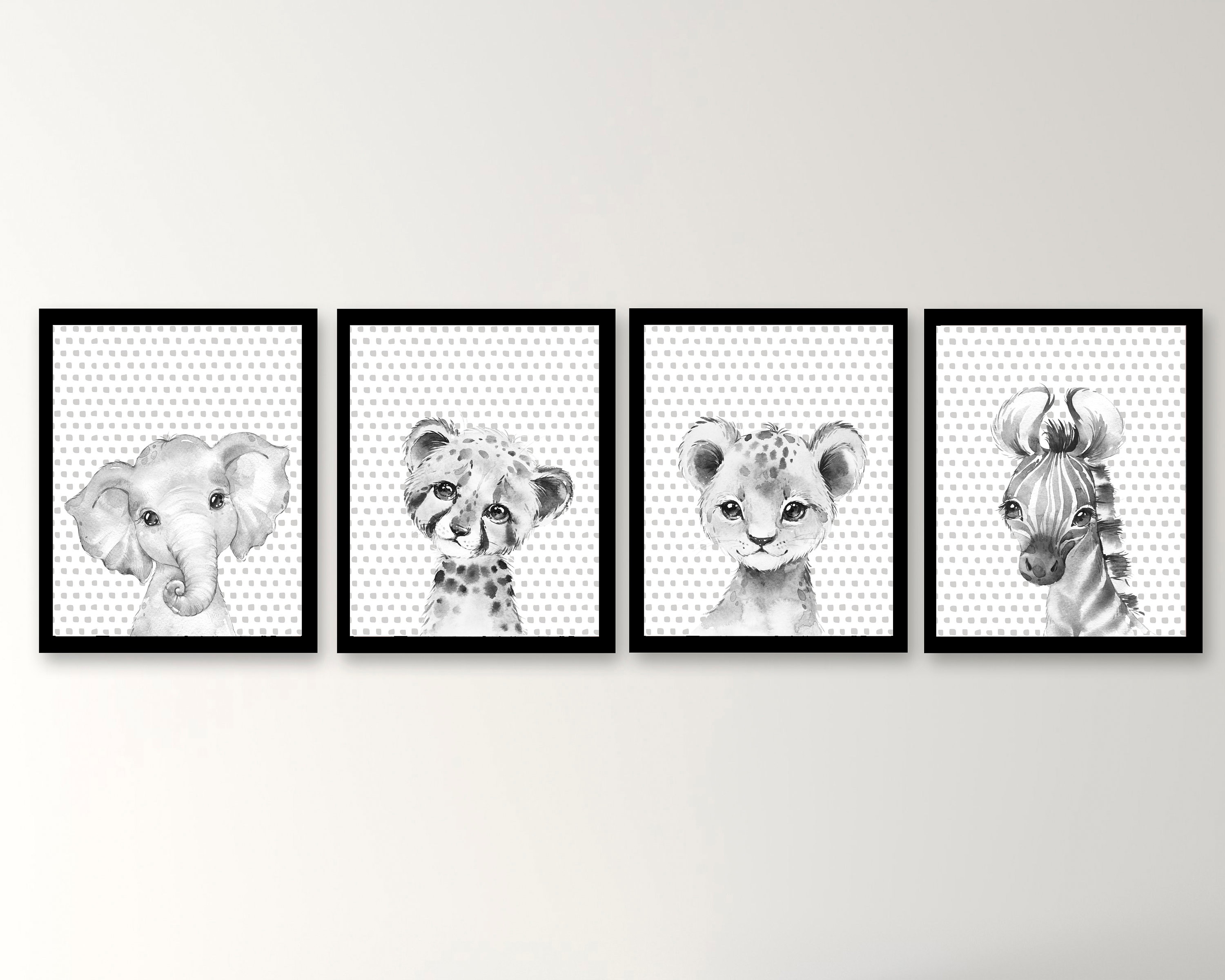 Nursery Animal Prints Black and White Wall Art Nursery Etsy