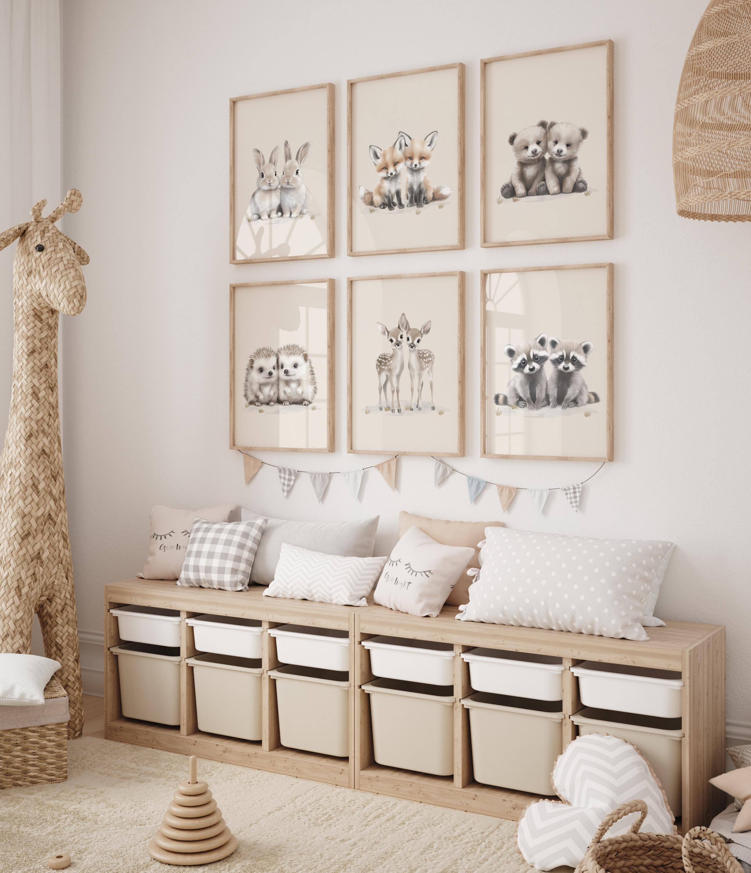 Twin Nursery Decor - Woodland Animal Decor - Twin Nursery Wall Art ...