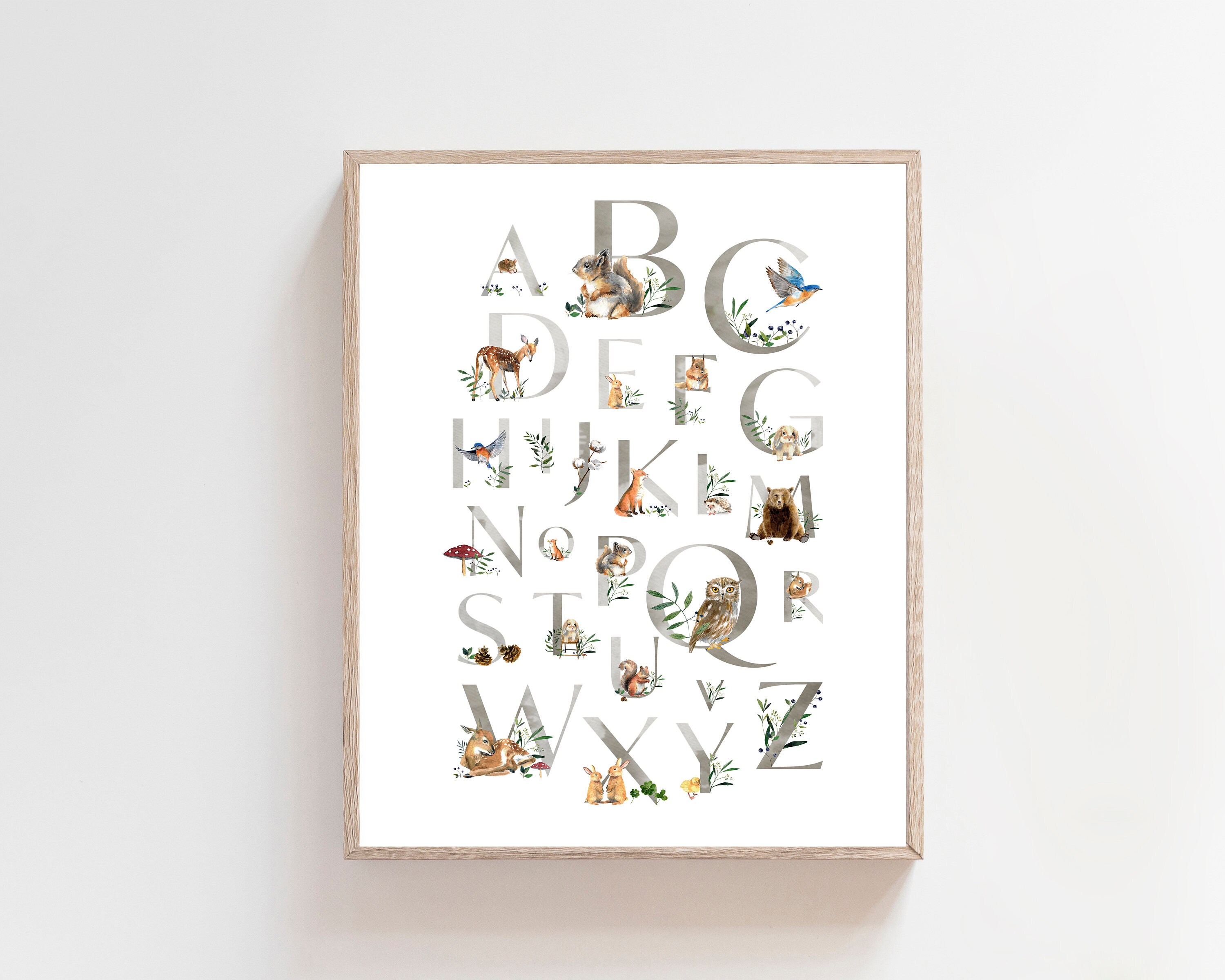 Woodland Alphabet Poster - Animal ABC - Printable Wall Art - Woodland ...