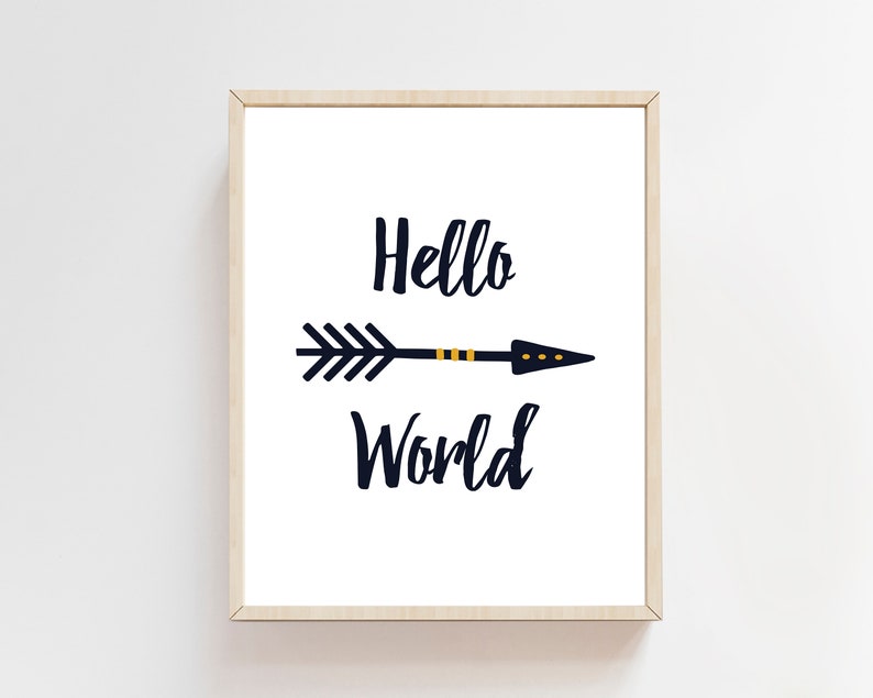 Hello World Wall Art Print Baby nursery wall art print Etsy