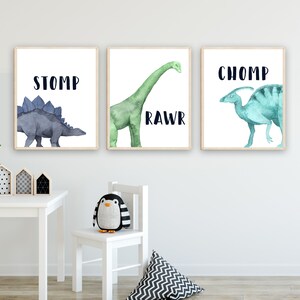 Dinosaur Nursery Wall Art - Set of 3 - Dinosaur Prints - Boys Bedroom ...
