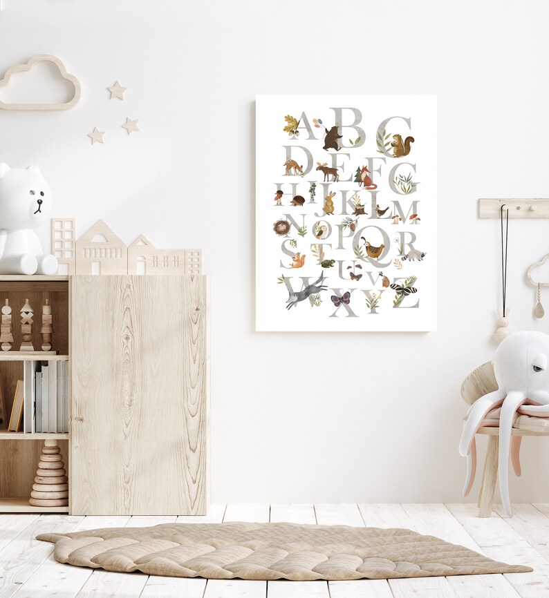 Woodland Alphabet Poster - Animal ABC - Printable Wall Art - Woodland ...