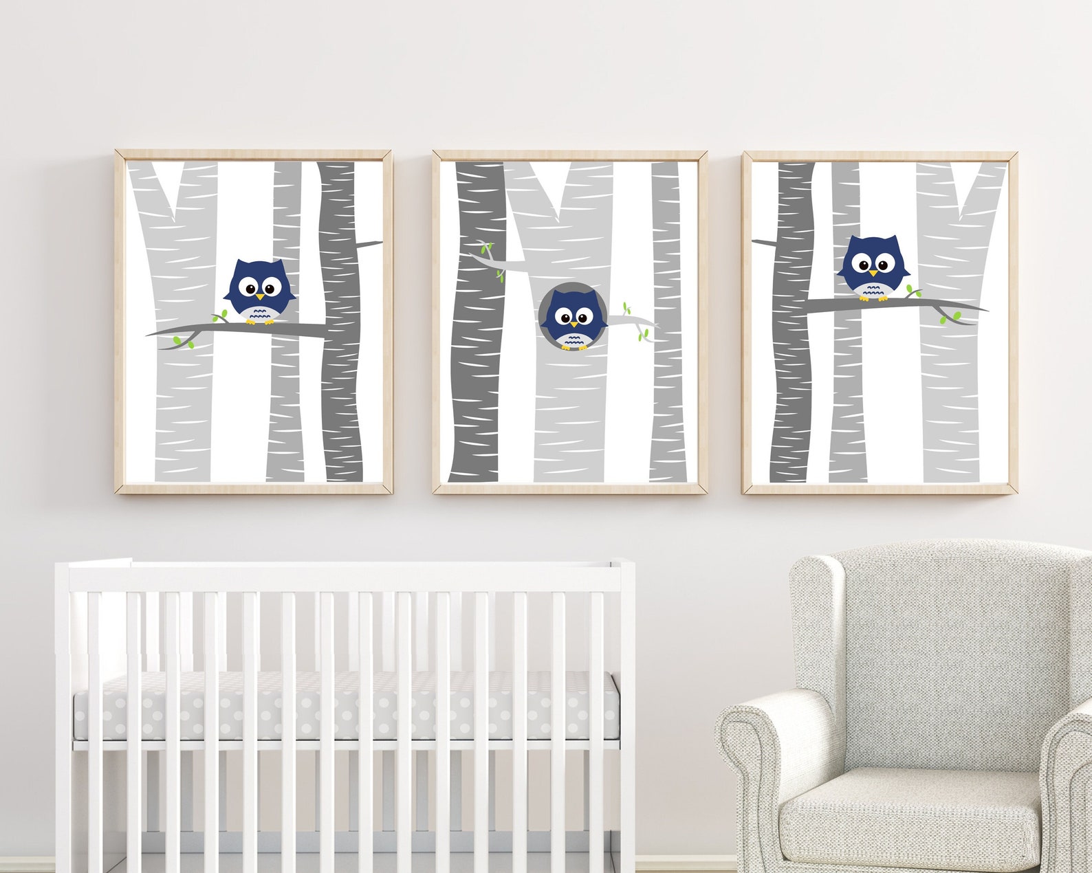 Baby Boy Owl Nursery Wall Art Print. Baby Boy Owls in a Tree. Etsy