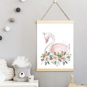 Swan Print - Swan Nursery Art - Girls Room Decor - Blush Pink Wall Art ...