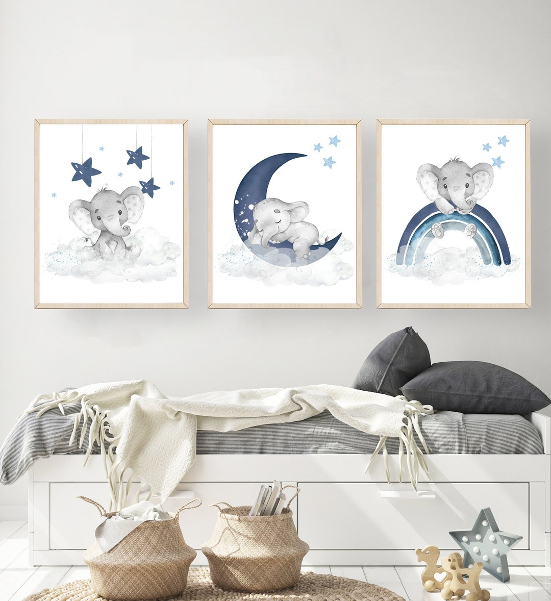 Boy Nursery Decor, Baby Elephant Nursery Wall Art, Nursery Wall Prints ...