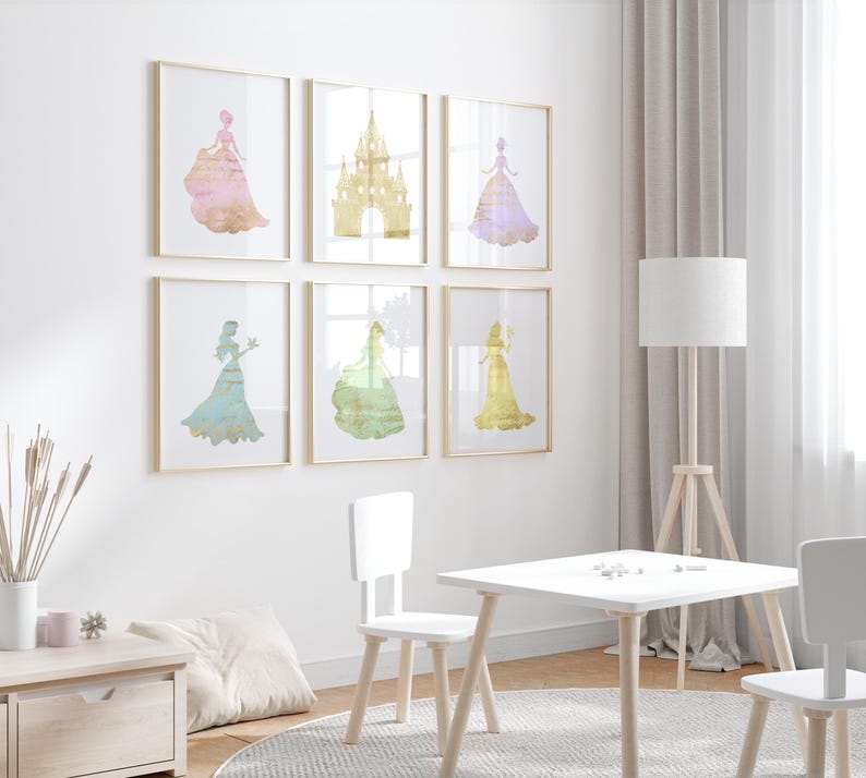 Princess nursery decor - Pastel nursery decor - Princess wall art - Princess bedroom decor -princess playroom decor - princess gift image 7