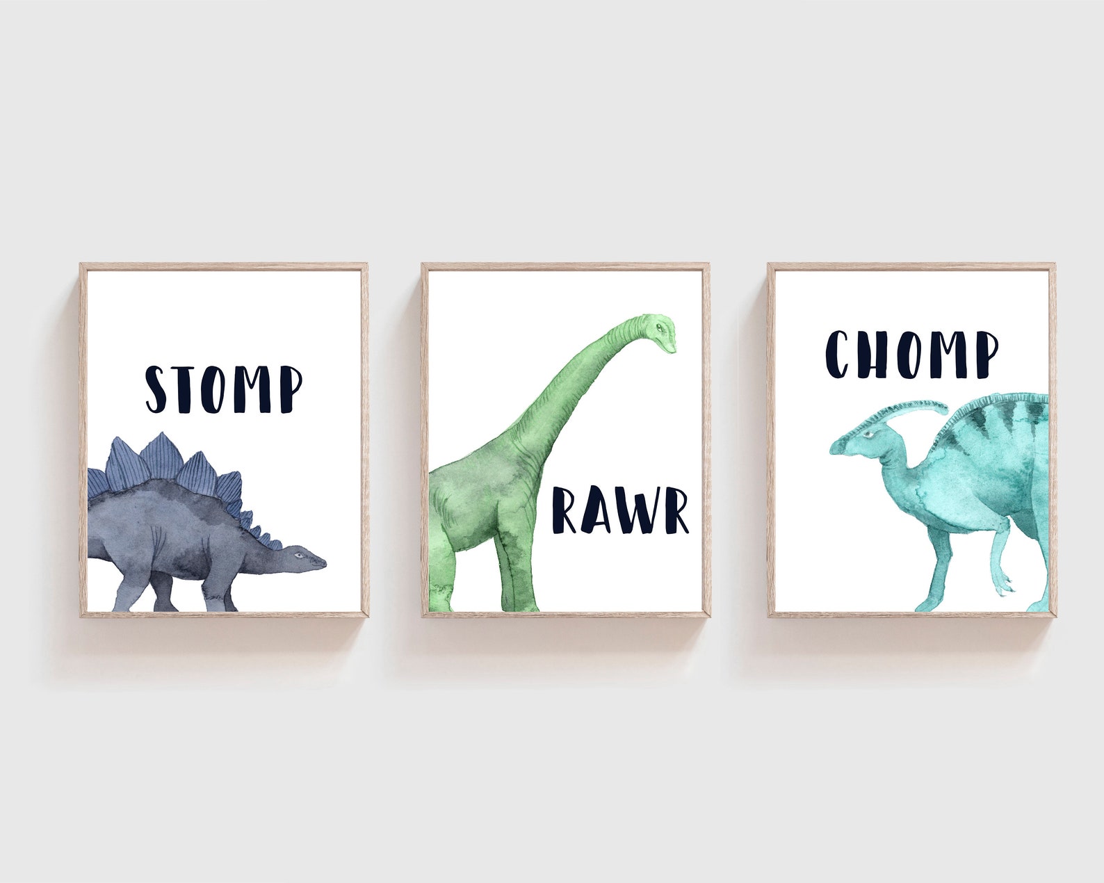 Dinosaur Nursery Wall Art - Set of 3 - Dinosaur Prints - Boys Bedroom ...