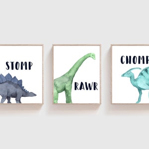 Dinosaur Nursery Wall Art - Set of 3 - Dinosaur Prints - Boys Bedroom ...