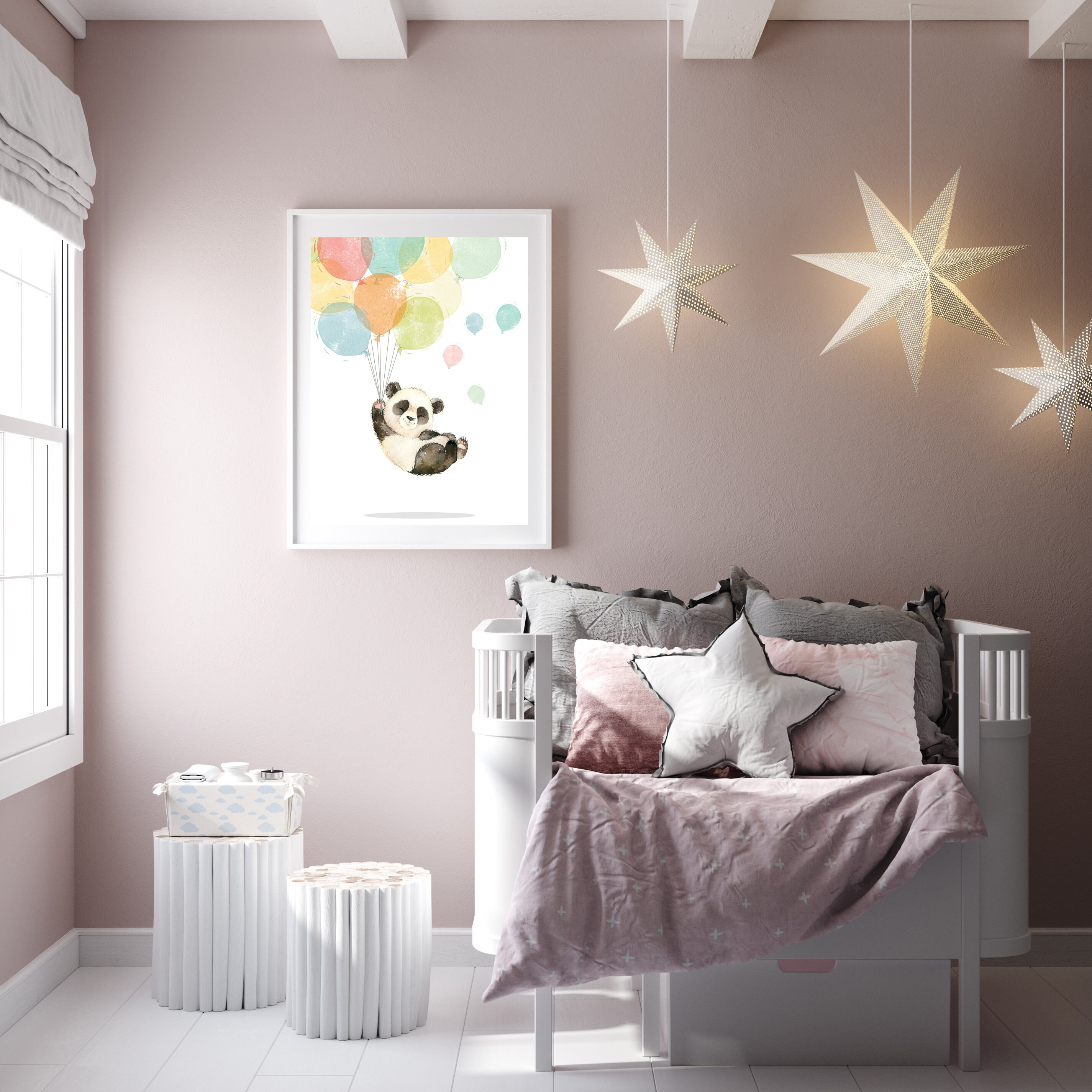 Panda Art Print - Panda Printable Wall Art - Panda Nursery Decor - Boys ...