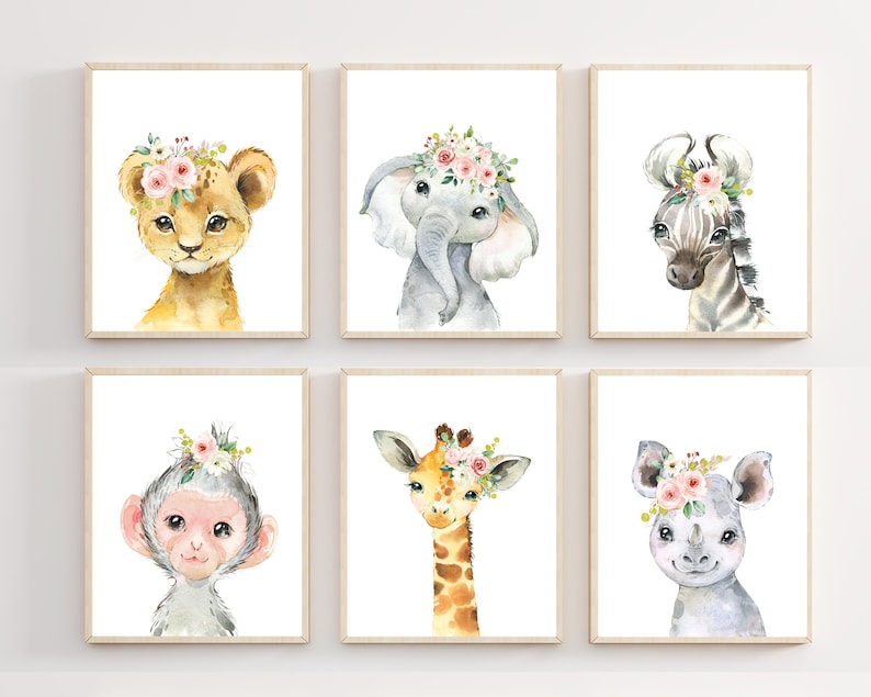 Nursery Decor Girl Baby Girl Nursery Wall Art Safari Baby Etsy Australia