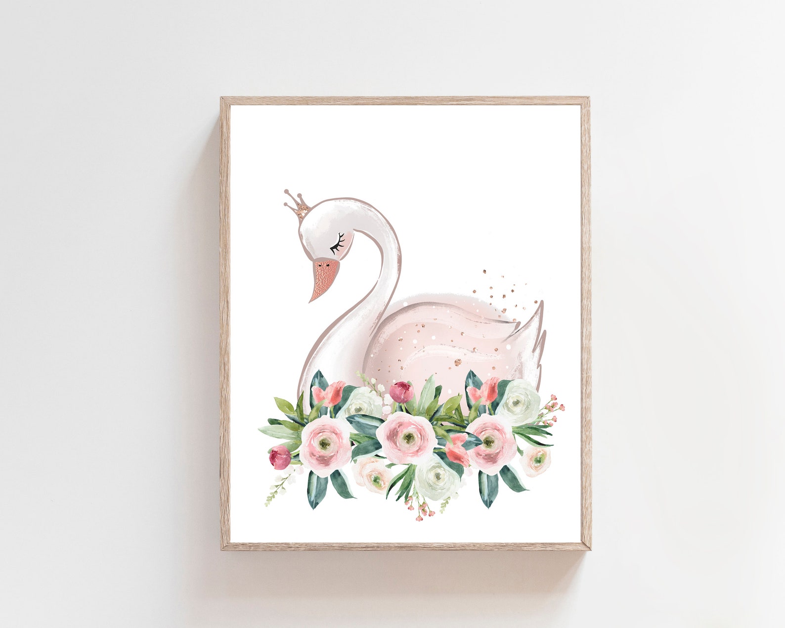 Swan Print - Swan Nursery Art - Girls Room Decor - Blush Pink Wall Art ...