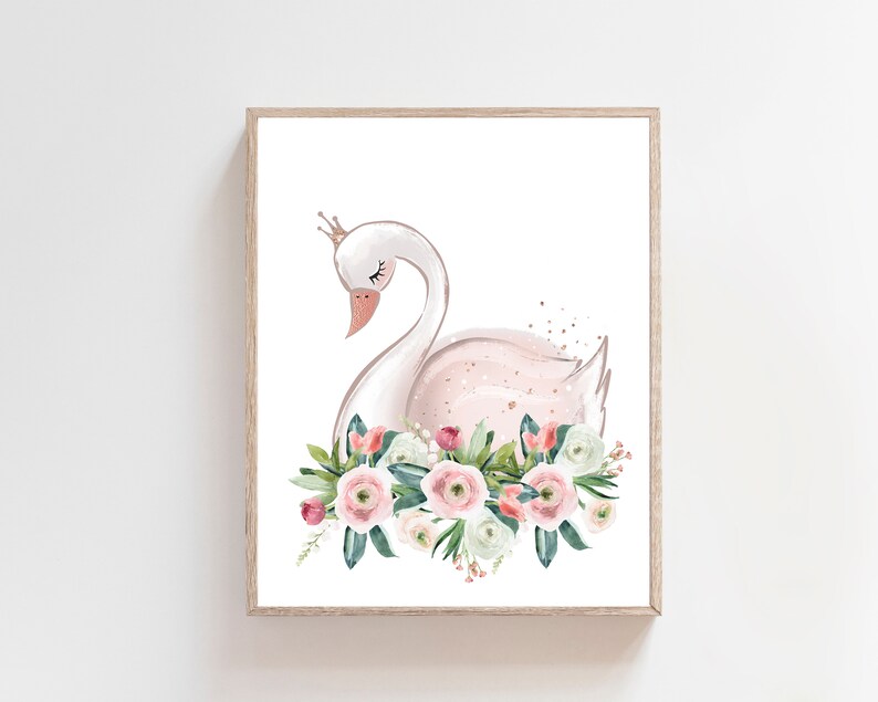 Swan Print - Swan Nursery Art - Girls Room Decor - Blush Pink Wall Art ...