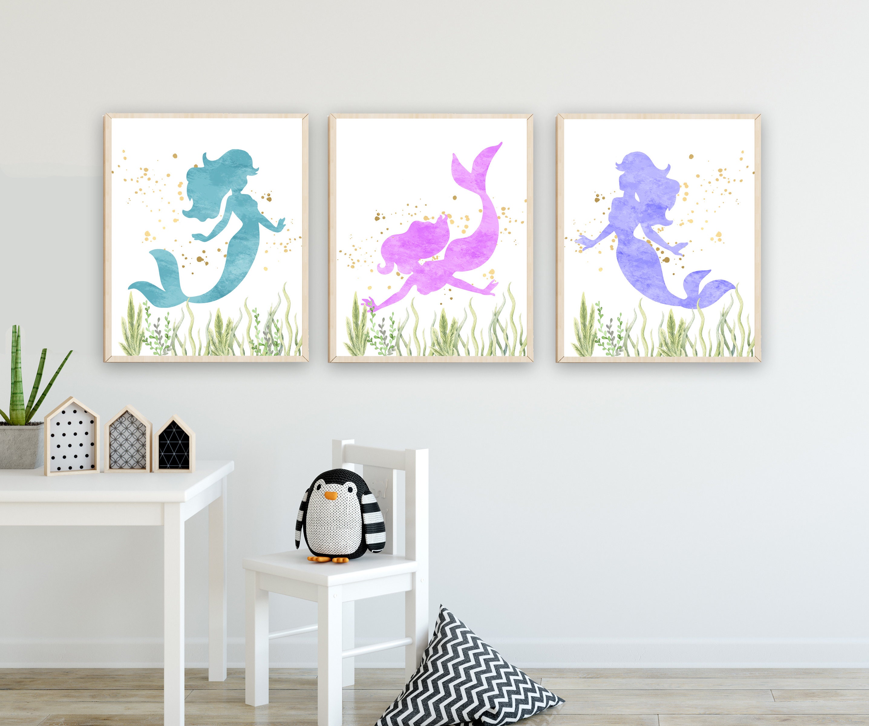 Big Dot of Happiness Let's Be Mermaids - Baby Girl Nursery Wall Art, Kids  Room Decor & Home Decor - Gift Ideas - 7.5 x 10 inches - Set of 3 Prints