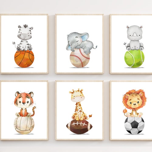 Nursery Decor Boy Baby Blue Nursery Wall Art Safari Animal Etsy Australia